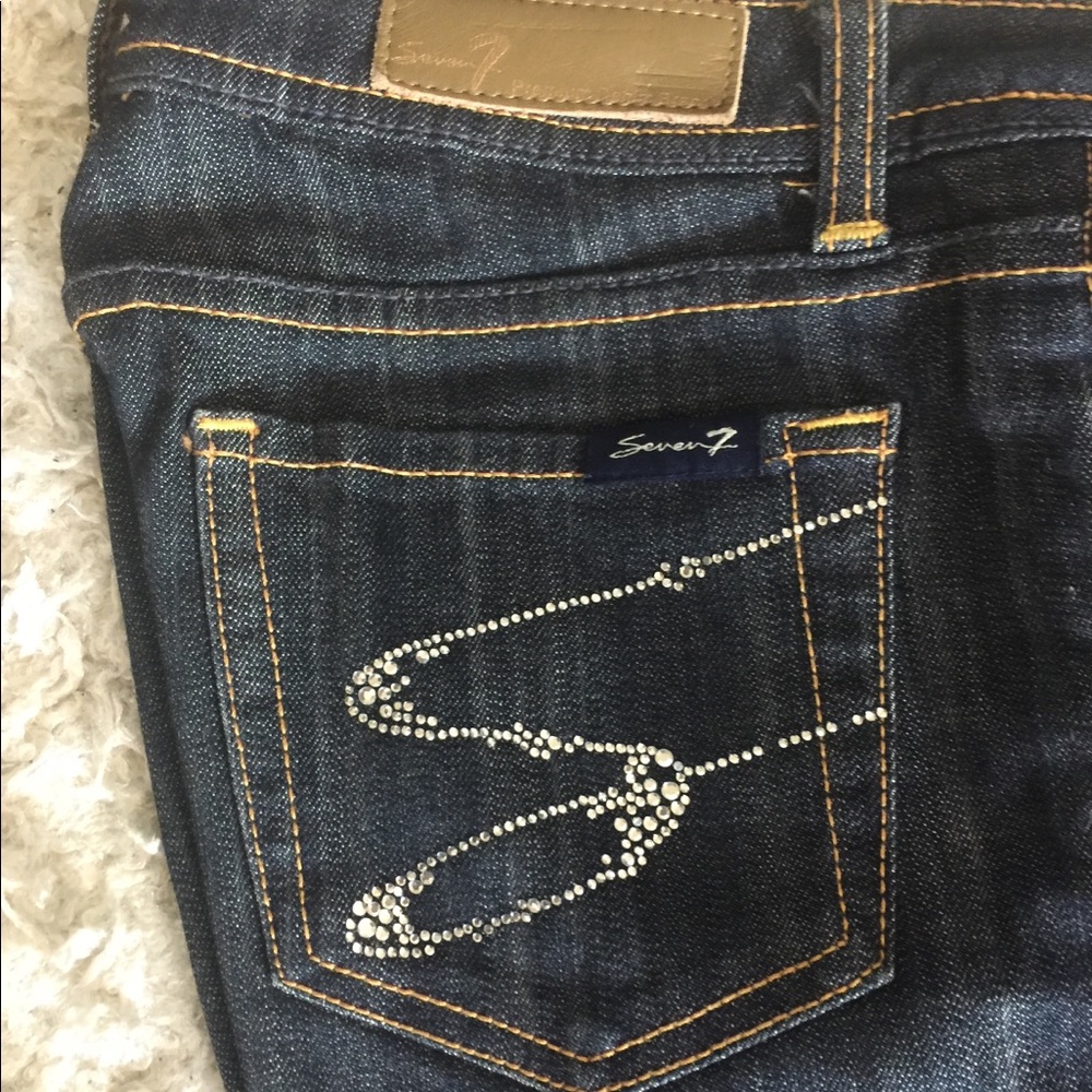 Seven 7 rhinestone pocket bootcut jeans